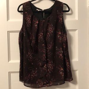 Monsoon black and pink flowered ruffle Cami Sz 16